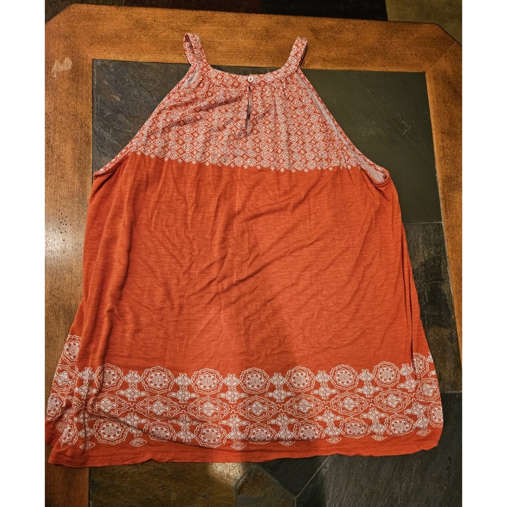 Ann Taylor Loft Women Orange Sleeveless Blouse Sz M Boho - Picture 4 of 8